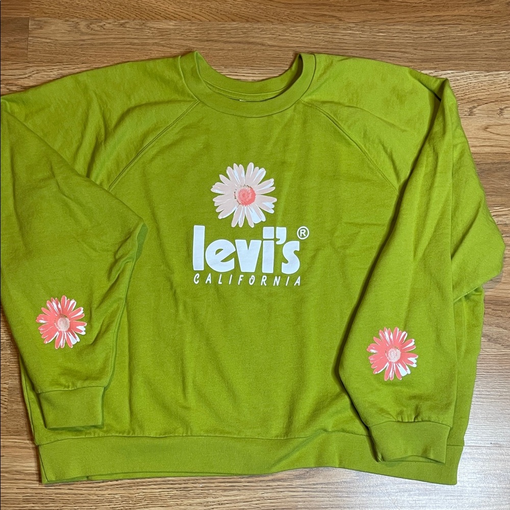 Levi's Green Sweater with Pink Floral Accents